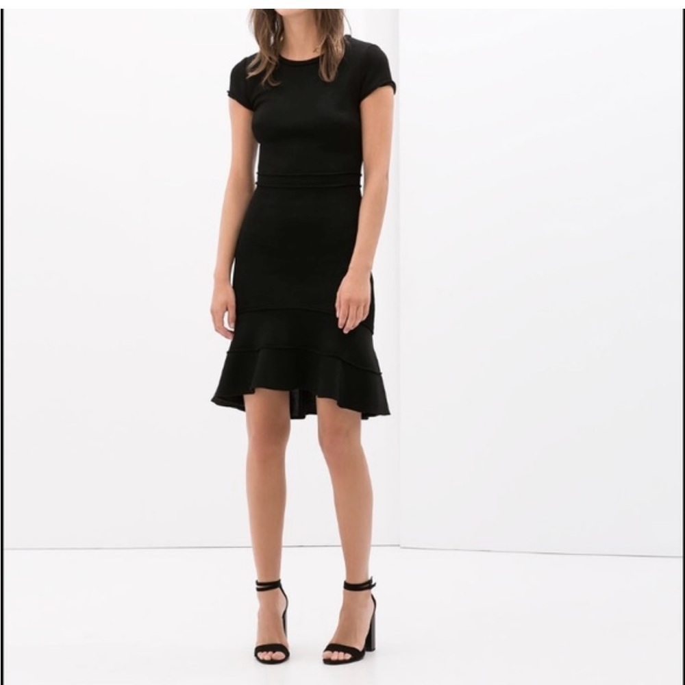 Zara Black Ruffle Hem Dress